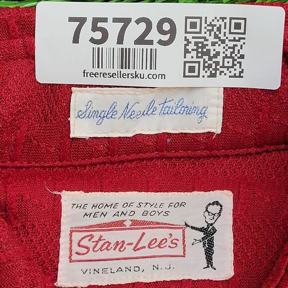 Vintage 70s Disco Hippie Button Shirt M/L 21x29 Red Textured - Picture 10 of 13